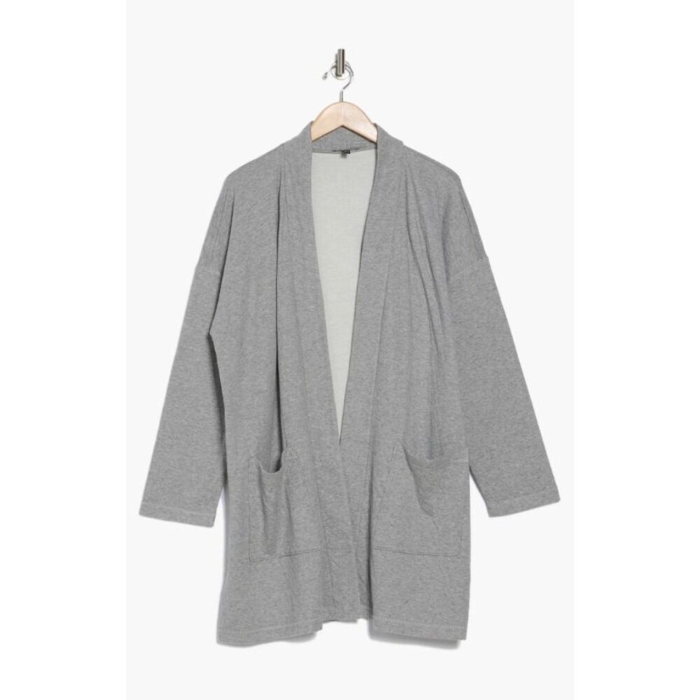 Eileen Fisher Shawl Collar Organic Cotton Jacket Cardigan Heather Grey Women's S